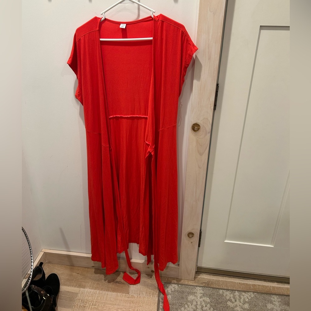 Old Navy Jersey Knit Orange Wrap Dress Size Medium